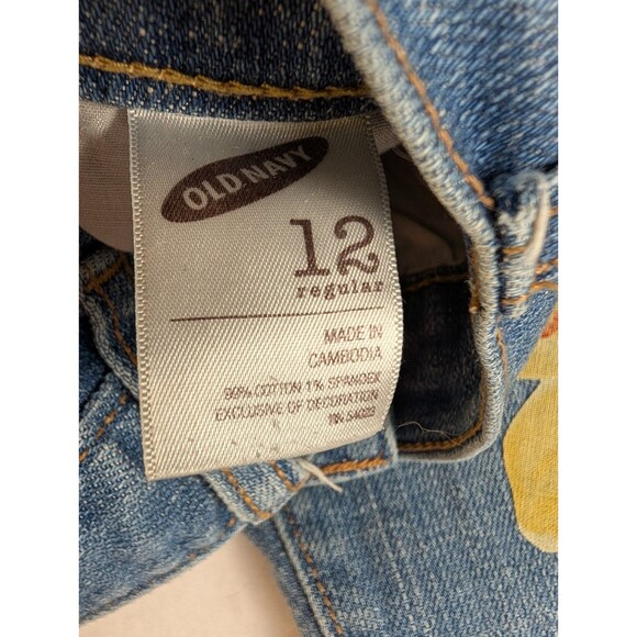 Upcycled womans Art jeans old Navy The Dreamer Hippie Boho Size 12 - Picture 6 of 11